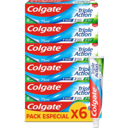 COLGATE PACK X6  PASTA DE DIENTES TRIPLE ACCION FRESCOR 75ML X 4UDS
