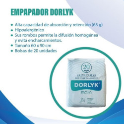 EMPAPADOR DORLYK 60*90 DE ALTA ABSORCIÓN PARA ADULTOS Y NIÑOS