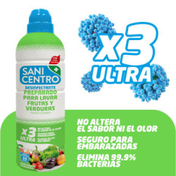 SANICENTRO DESINFECTANTE PARA LAVAR FRUTAS Y VERDURAS 750ML 30 DOSIS