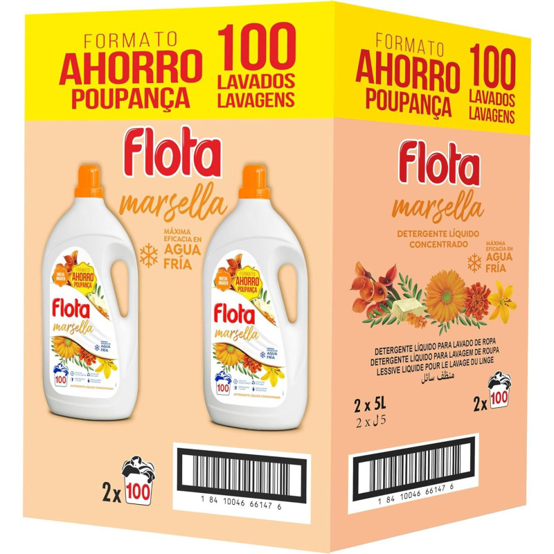 FLOTA  DETERGENTE FRAGANCIA MARSELLA  2X100 LAVADOS  FORMATO FAMILIAR LÍQUIDO, ROPA BLANCA Y DE COLOR