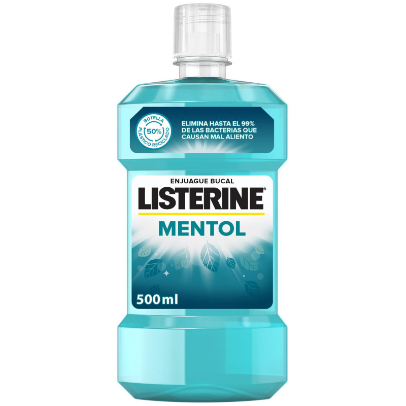 LISTERINE ELIXIR MENTOL ENJUAGUE BUCAL ELIMINA PLACA 500ML