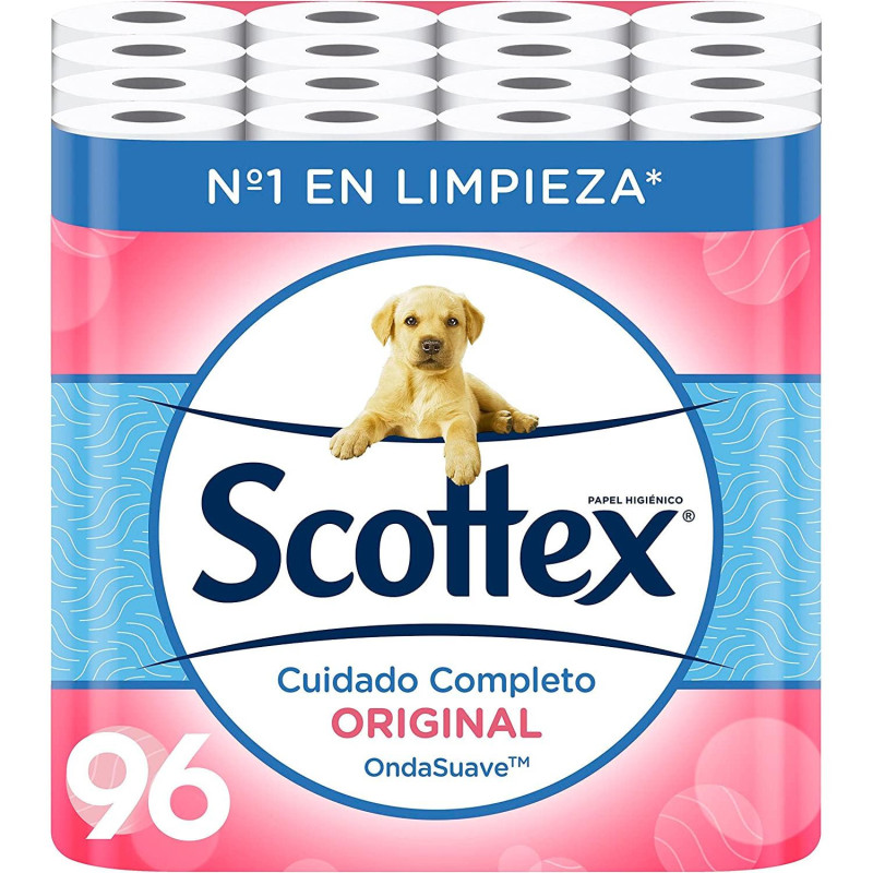 PAPEL HIGIENICO SCOTTEX PACK AHORRO 96 UNIDADES 2 CAPAS HIGIENE Y SUAVIDAD