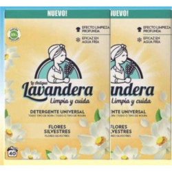 LA LAVANDERA DETERGENTE POLVO FLORES 80 LAVADOS . 2,4KG. PACK 2 UDS 40 LAVADOS