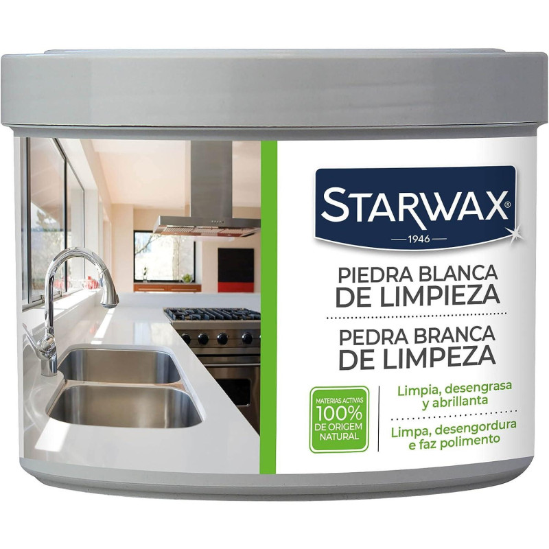 STARWAX PIEDRA BLANCA DE LIMPIEZA MULTIUSOS - 100 % DE ORIGEN NATURAL - LIMPIA, DESENGRASA Y ABRILLANTA