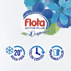 FLOTA  DETERGENTE LÍQUIDO QUITAMANCHAS AGUA FRÍA,ROPA BLANCA Y DE COLOR FRAGANCIAOCEANICO, 2X100 LAVADOS