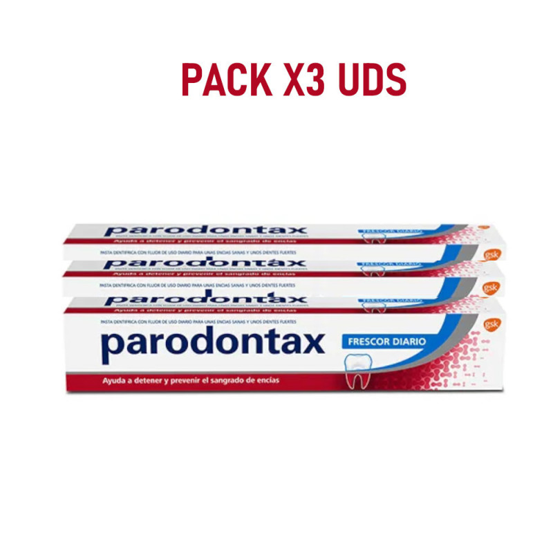 PARODONTAX  PASTA DE DIENTES AYUDA A DETENER Y PREVENIR EL SANGRADO DE ENCÍAS FRESCOR DIARIO  PACK 3X75 ML