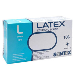 GUANTES DE LATEX CON POLVO SANTEX TALLA M CAJA 100 UNIDADES BLANCOS