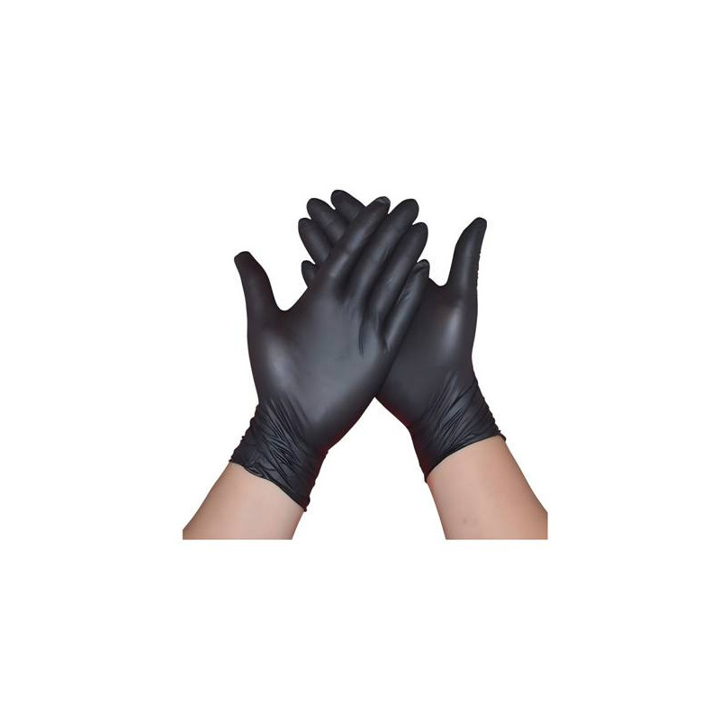 GUANTES DE NITRILO  NEGRO TALLA M CALIDAD 3.5GR SANTEX SIN POLVO  ESTUCHE 100UDS ( SANITARIO , ALIMENTACION, HORECA...)