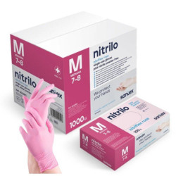 GUANTES DE NITRILO  ROSA TALLA M CALIDAD 3.5GR SANTEX SIN POLVO  ESTUCHE 100UDS ( SANITARIO , ALIMENTACION, HORECA...)