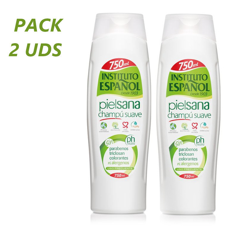 PACK DE 2 INSTITUTO ESPAÑOL CHAMPU SUAVE PIEL SANA 750 ML USO FRECUENTE