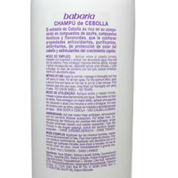 PACK 2 UDS BABARIA CHAMPU DE CEBOLLA ANTIOXIDANTE RECUPERADOR SIN OLOR CEBOLLA, 100% VEGAN BOTELLA  DE 700 ML